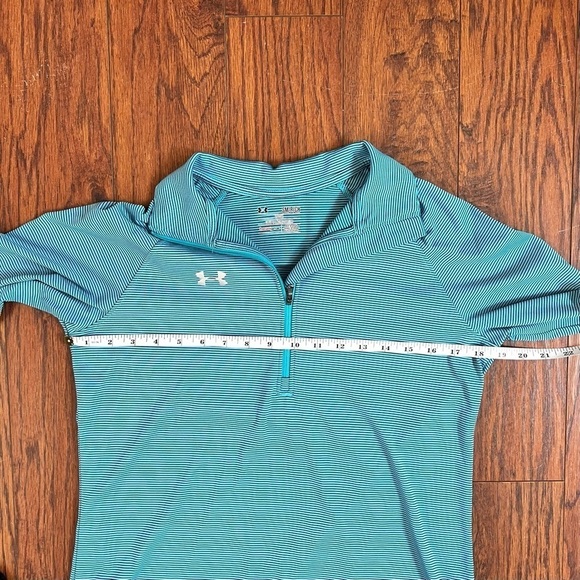 Under Armour Blue Stripe Pullover 1/4 Zip Long Sleeve Loose Coupe Athletic Top - Picture 8 of 12